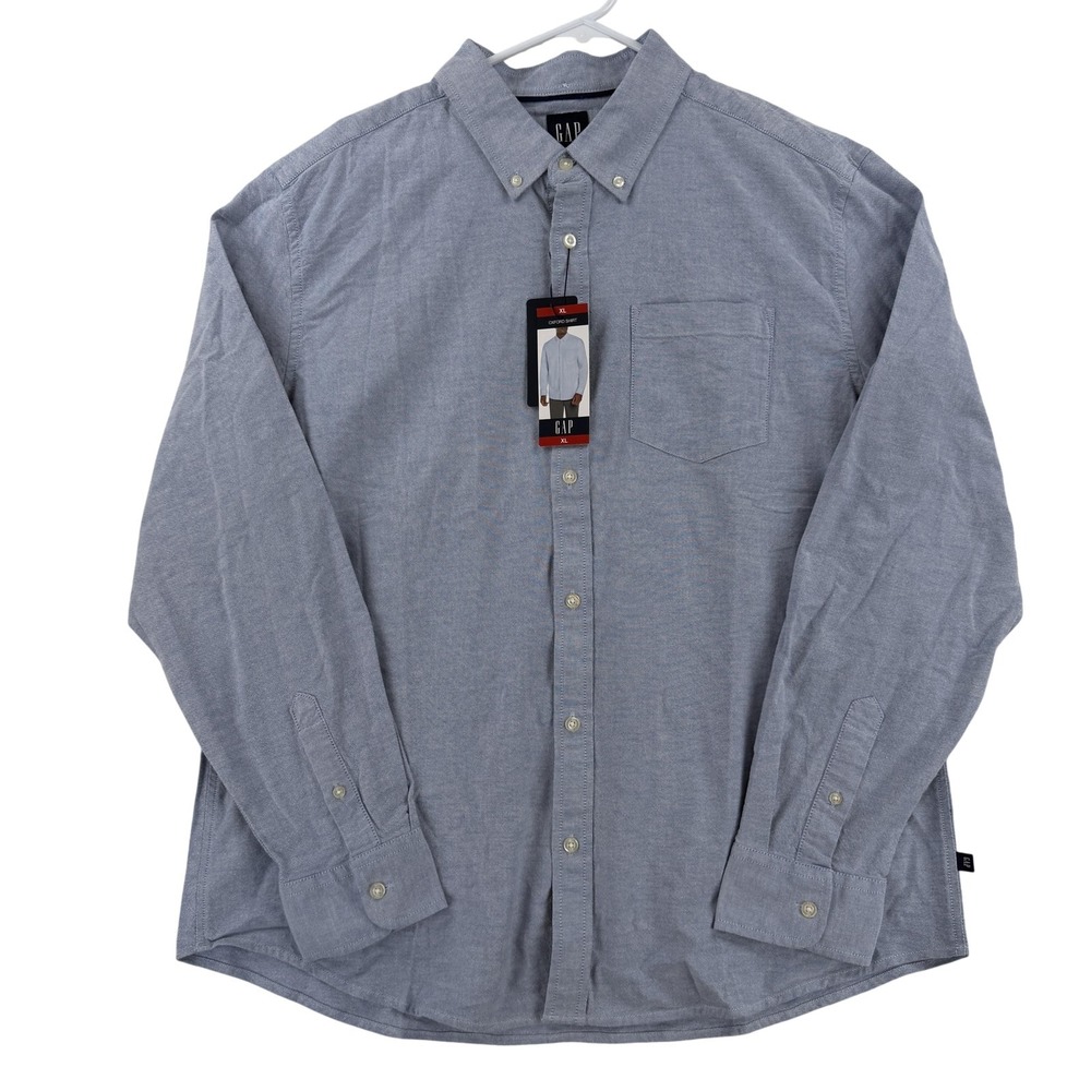Gap Shirt Mens XL Blue Chambray Long Sleeve Button Down Stretch Cotton Coastal